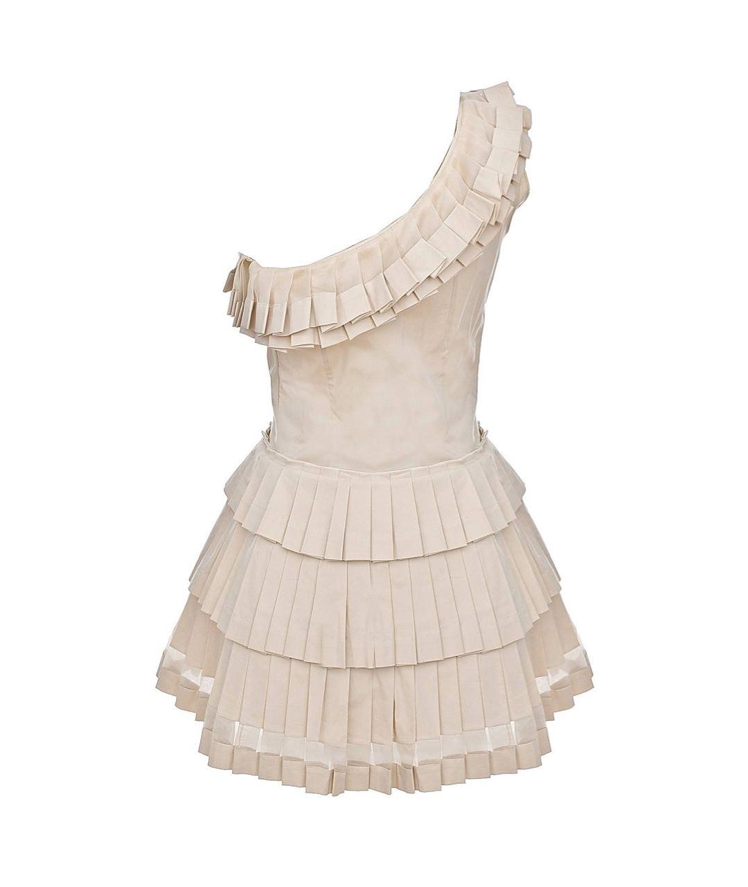 ERMANNO SCERVINO Бежевое хлопко-эластановое платье, фото 2