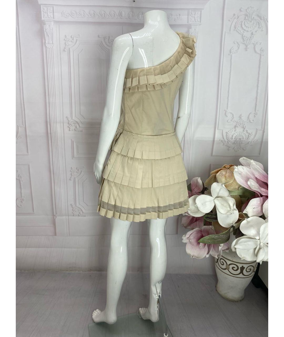 ERMANNO SCERVINO Бежевое хлопко-эластановое платье, фото 7