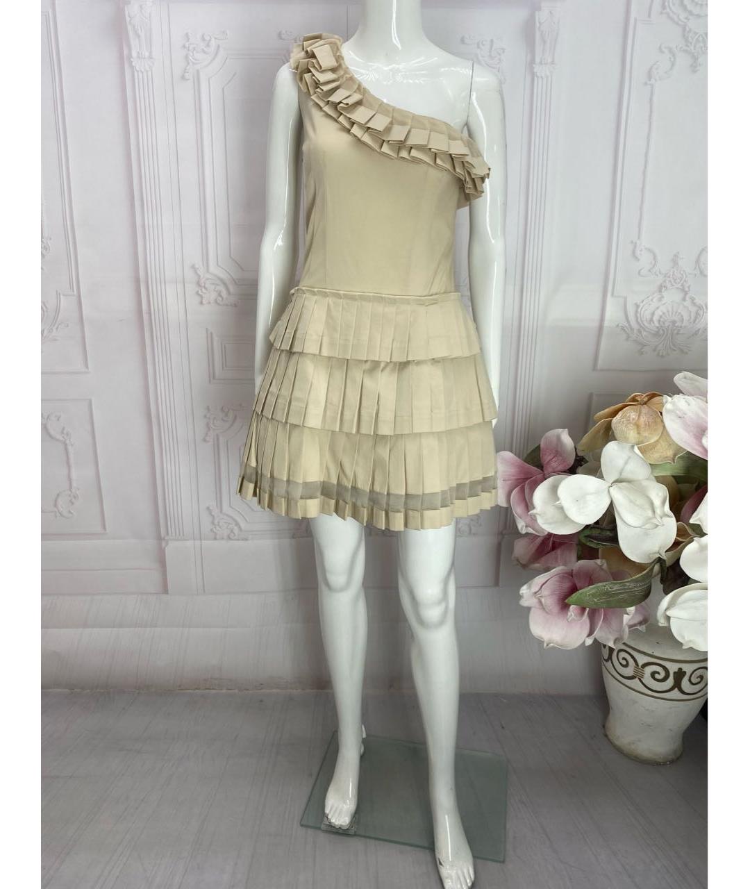 ERMANNO SCERVINO Бежевое хлопко-эластановое платье, фото 5