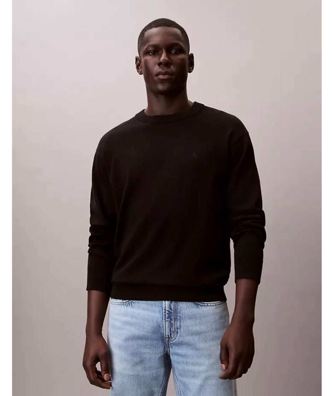 CALVIN KLEIN Черный хлопковый джемпер / свитер, фото 4