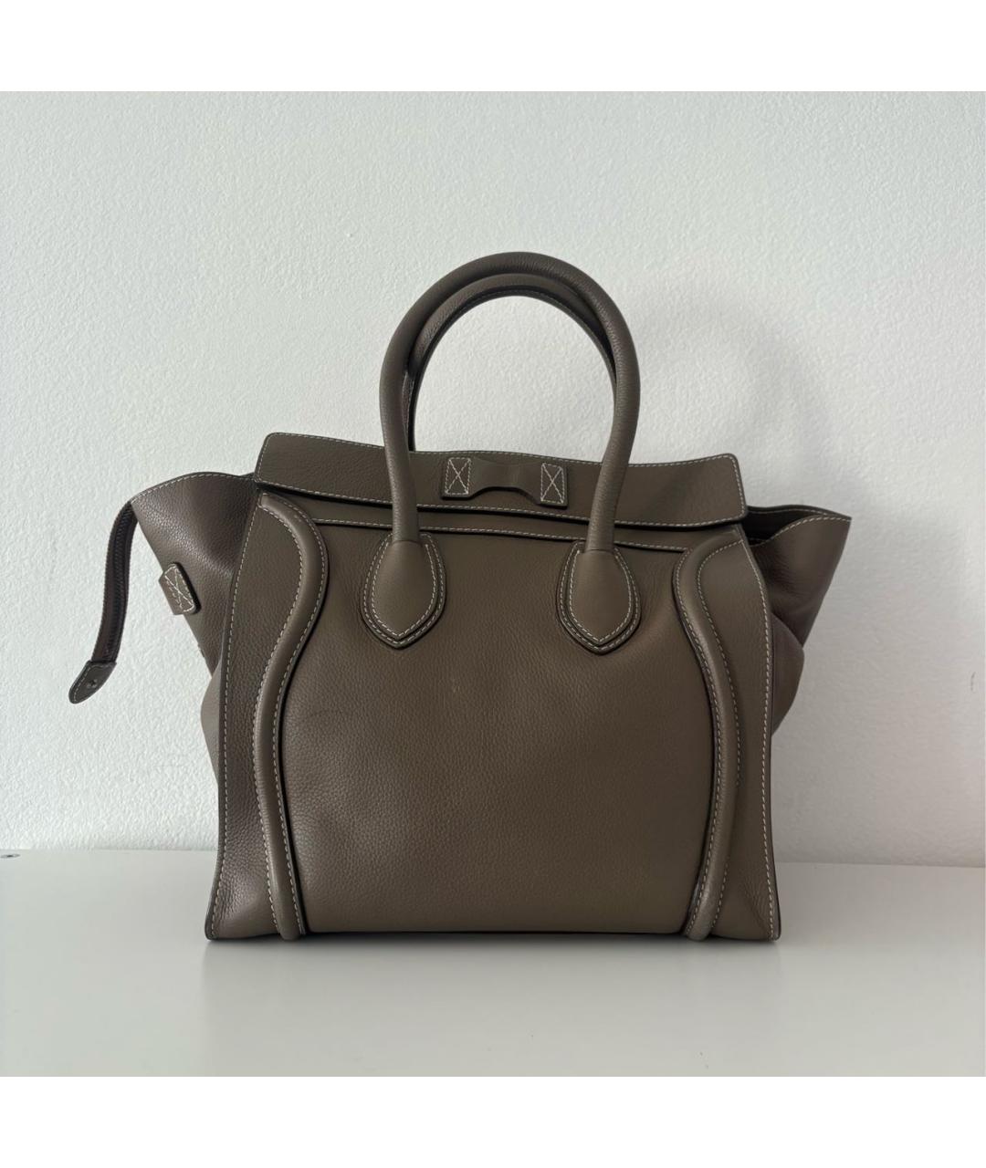 CELINE Серая кожаная сумка тоут, фото 3