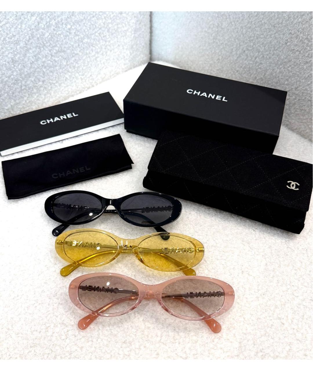 CHANEL Желтые пластиковые солнцезащитные очки, фото 3