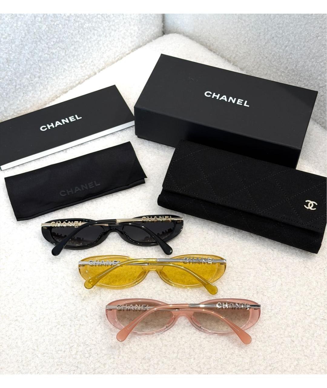 CHANEL Желтые пластиковые солнцезащитные очки, фото 4