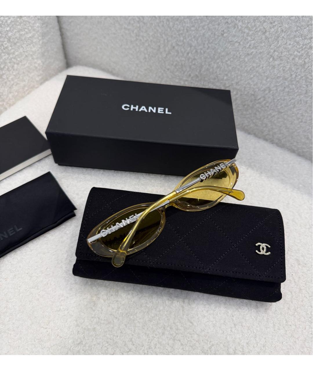 CHANEL Желтые пластиковые солнцезащитные очки, фото 5
