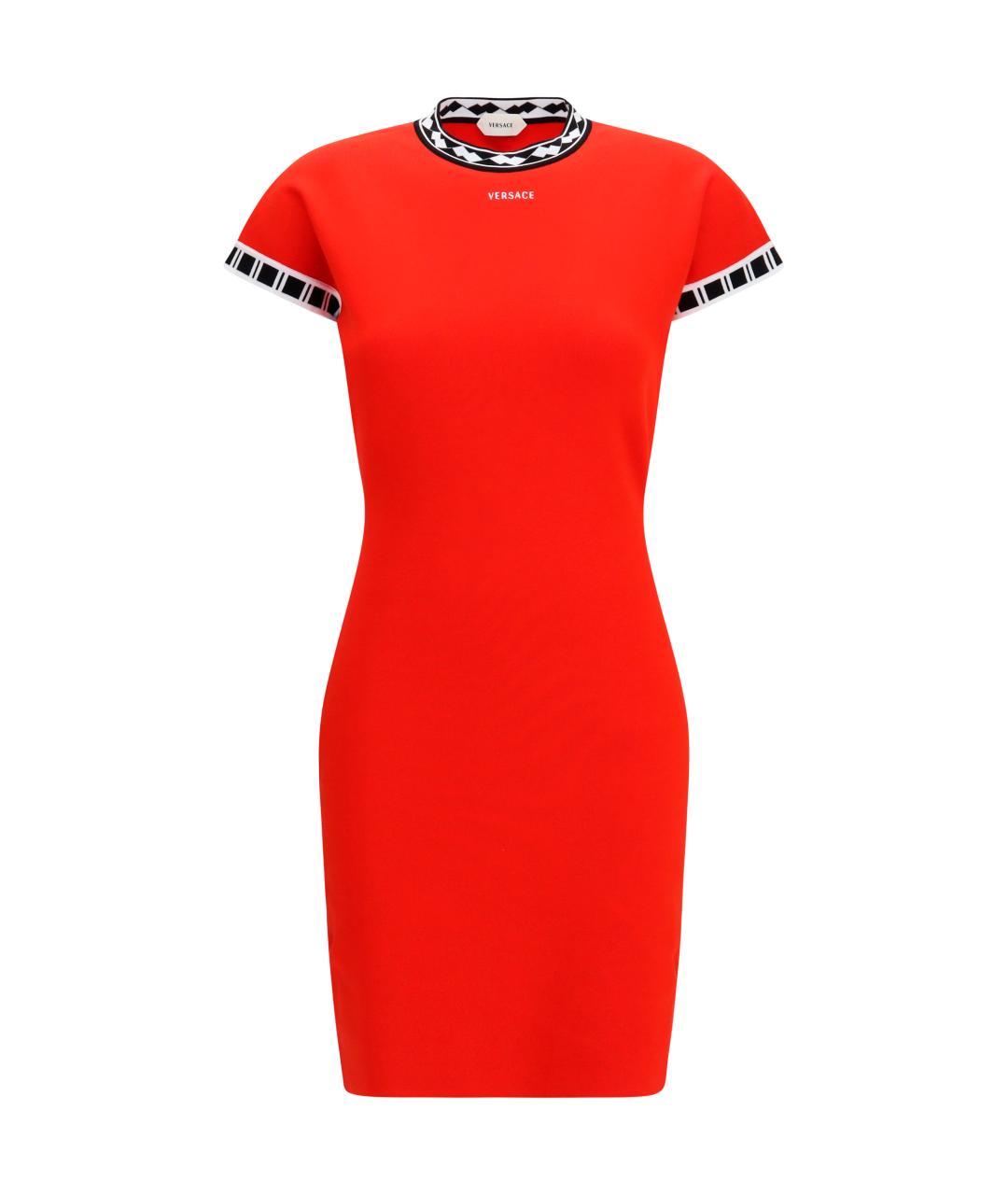 VERSACE Красное хлопковое повседневное платье, фото 1