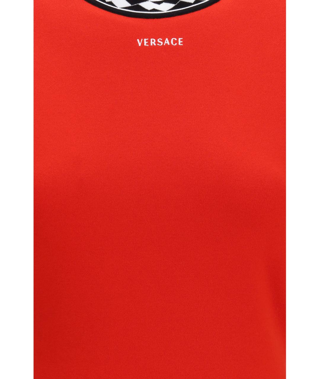 VERSACE Красное хлопковое повседневное платье, фото 3
