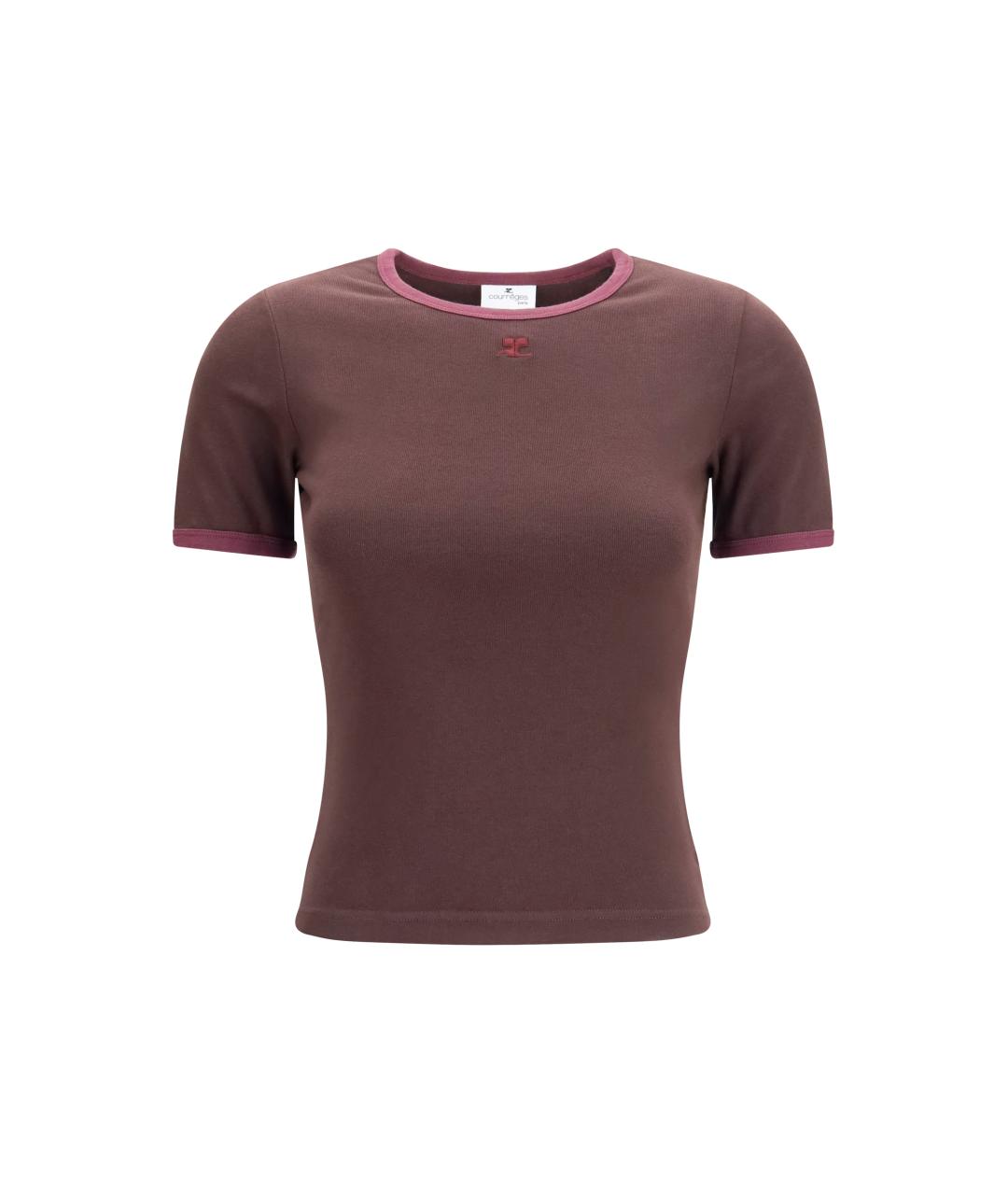 COURREGES Бордовая хлопковая футболка, фото 1