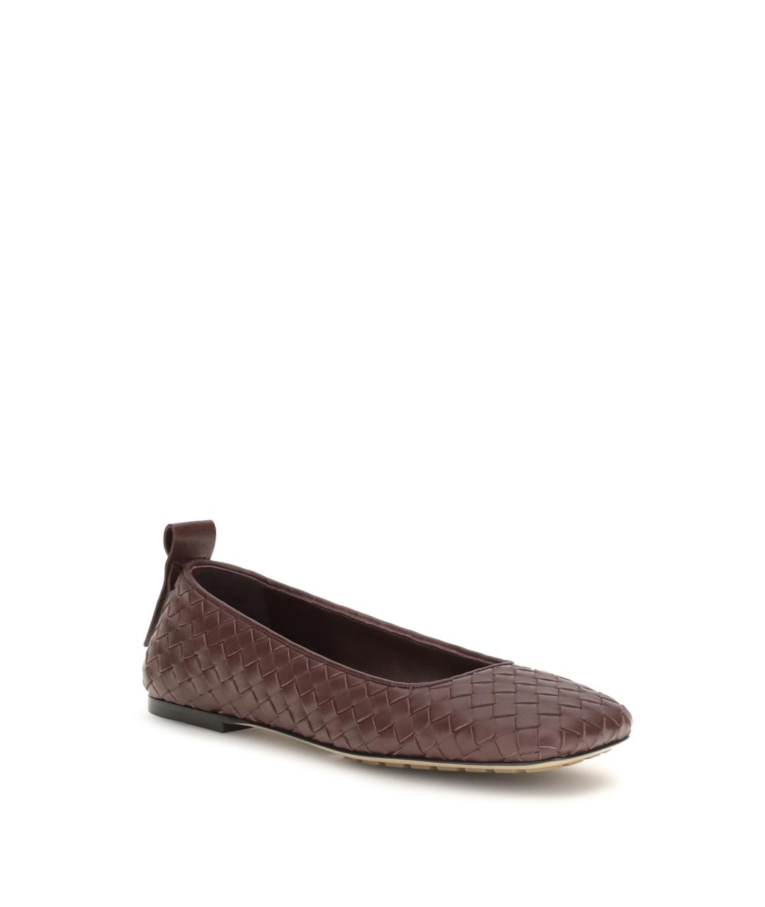 BOTTEGA VENETA Коричневые кожаные балетки, фото 2