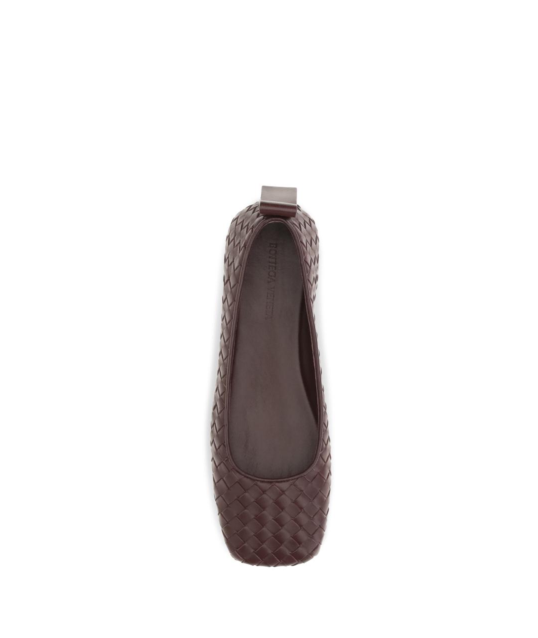 BOTTEGA VENETA Коричневые кожаные балетки, фото 4