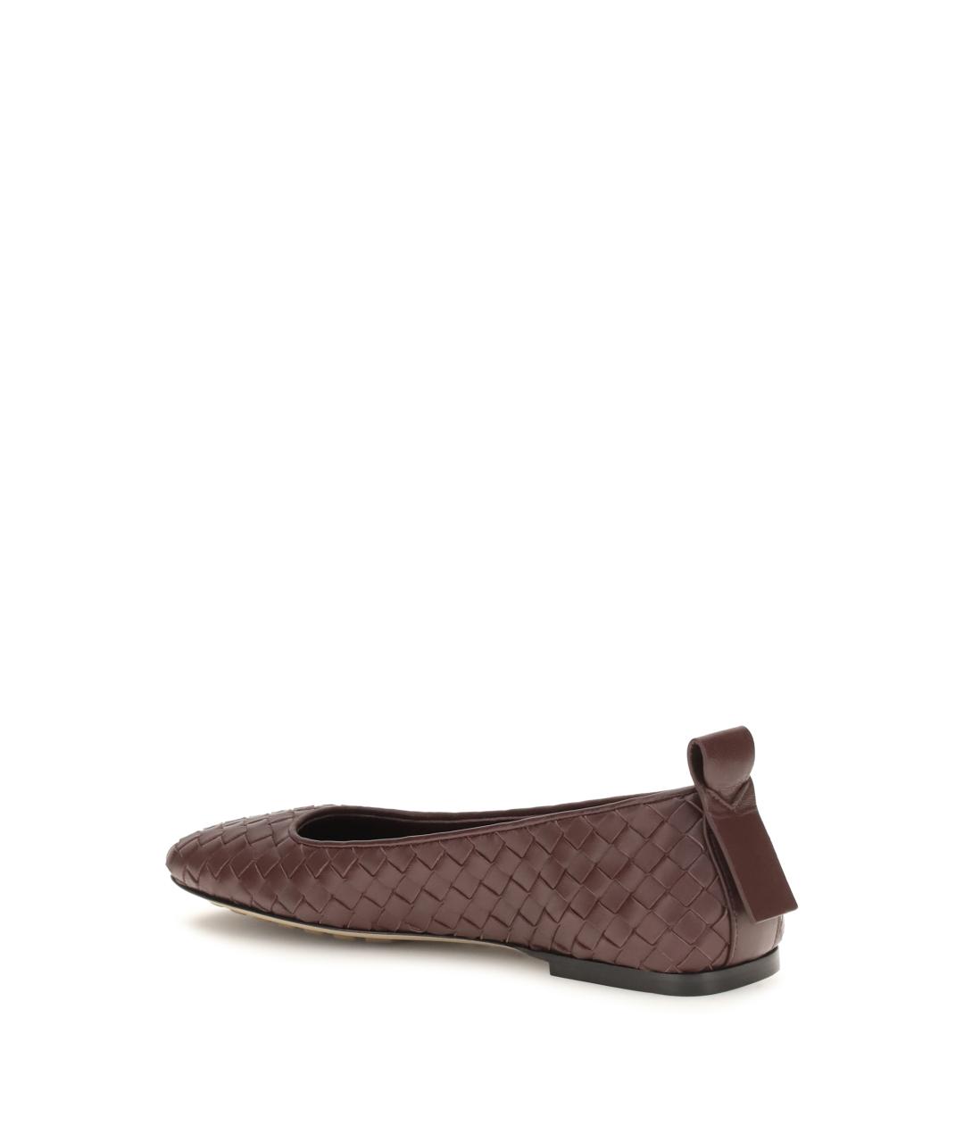 BOTTEGA VENETA Коричневые кожаные балетки, фото 3