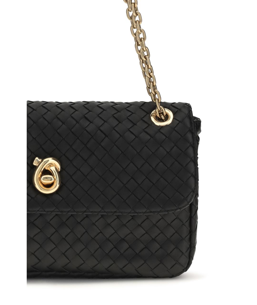 BOTTEGA VENETA Черная кожаная сумка через плечо, фото 4