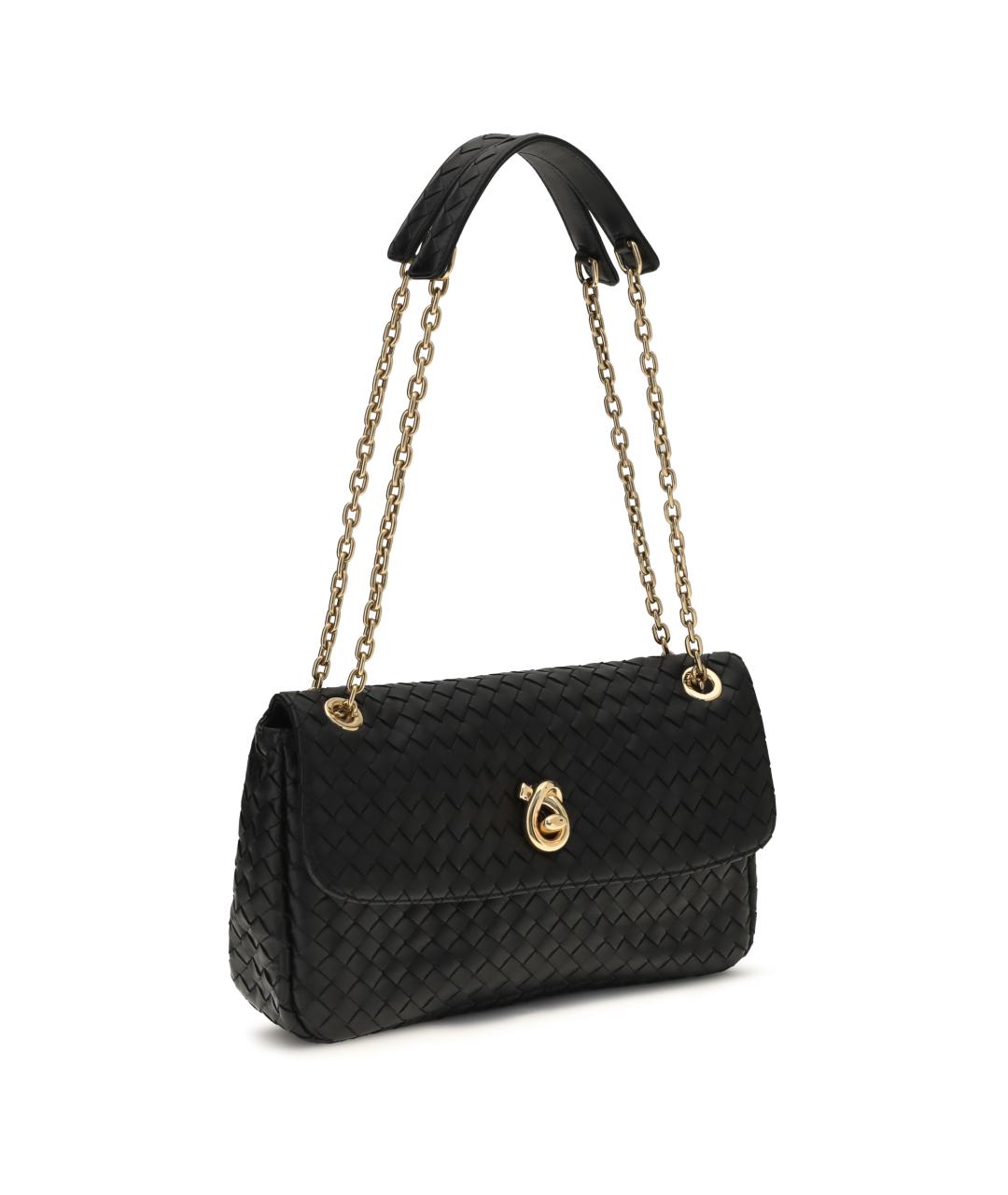 BOTTEGA VENETA Черная кожаная сумка через плечо, фото 2