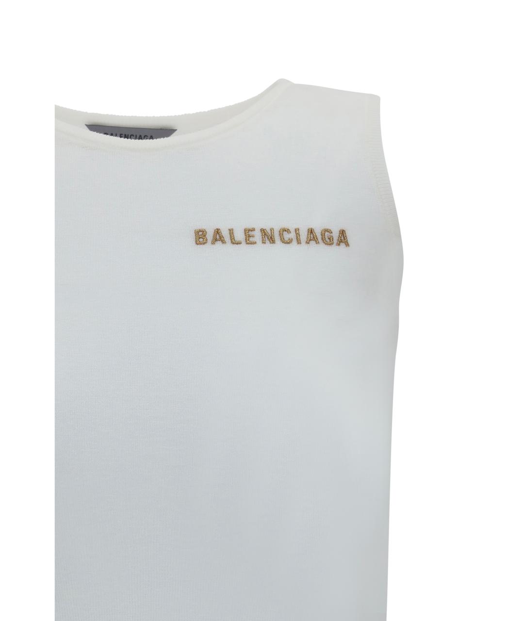 BALENCIAGA Белая хлопковая майка, фото 3