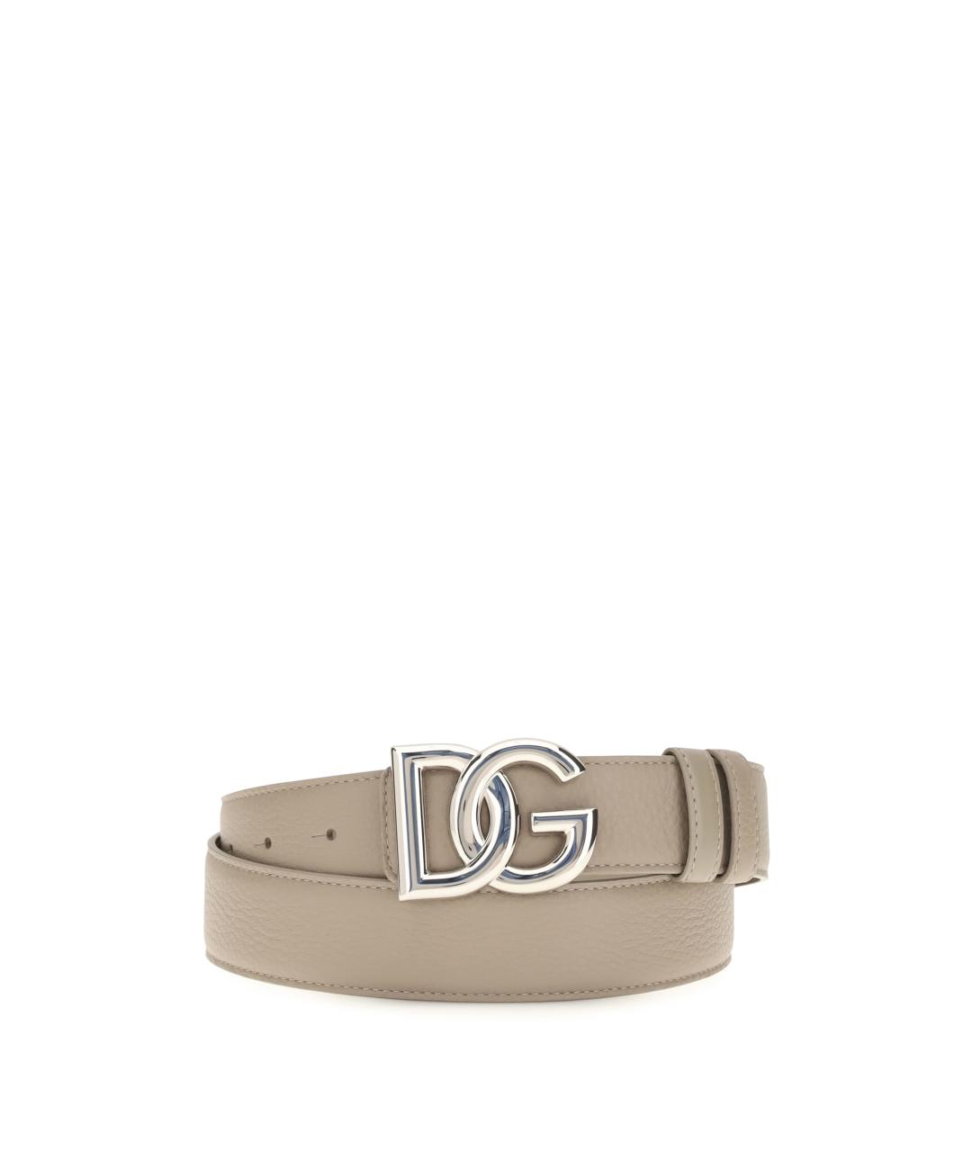DOLCE&GABBANA Бежевый кожаный ремень, фото 1