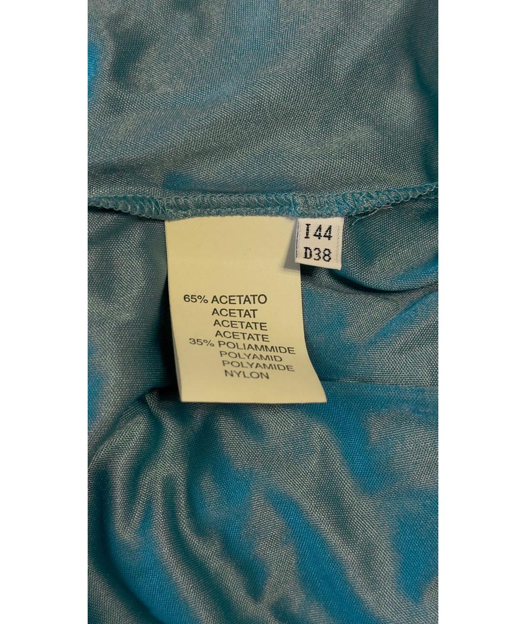BLUMARINE Бирюзовое ацетатное коктейльное платье, фото 3