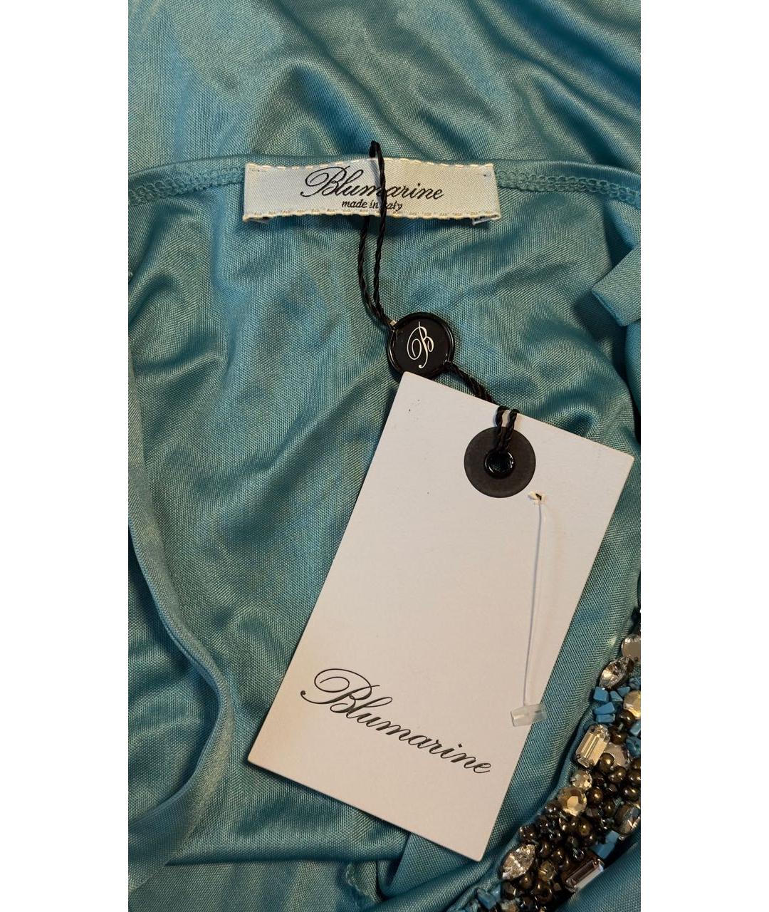 BLUMARINE Бирюзовое ацетатное коктейльное платье, фото 2