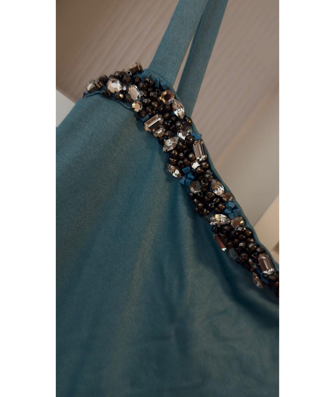 BLUMARINE Бирюзовое ацетатное коктейльное платье, фото 4
