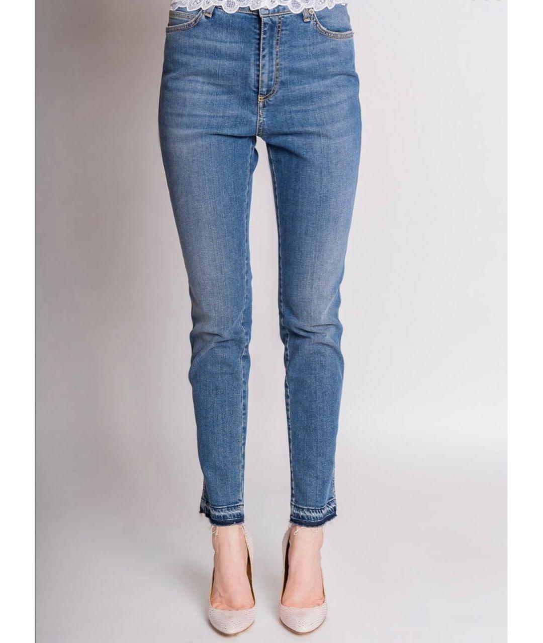 ERMANNO FIRENZE Голубые хлопко-эластановые джинсы слим, фото 3