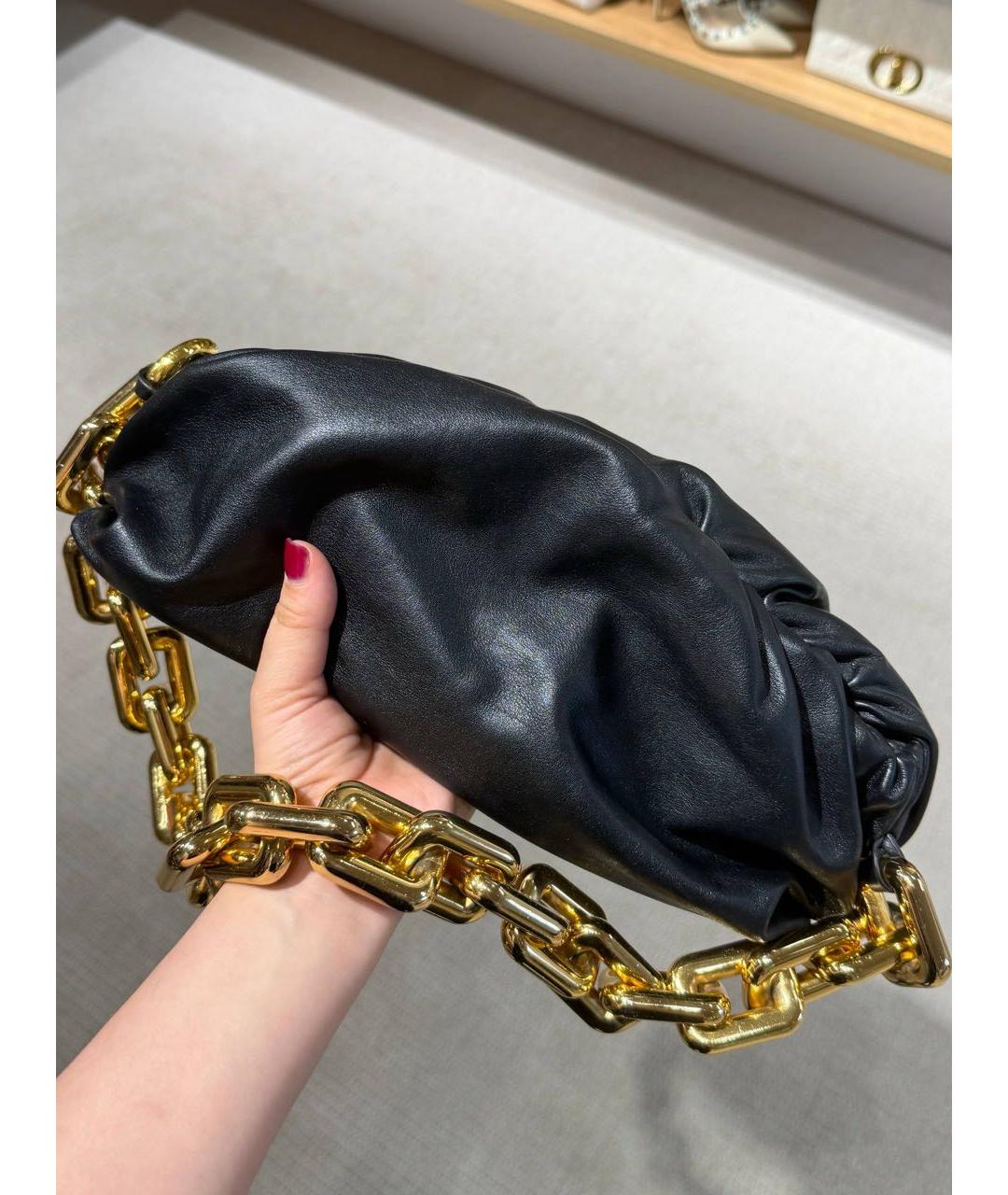 BOTTEGA VENETA Черная кожаная сумка через плечо, фото 4