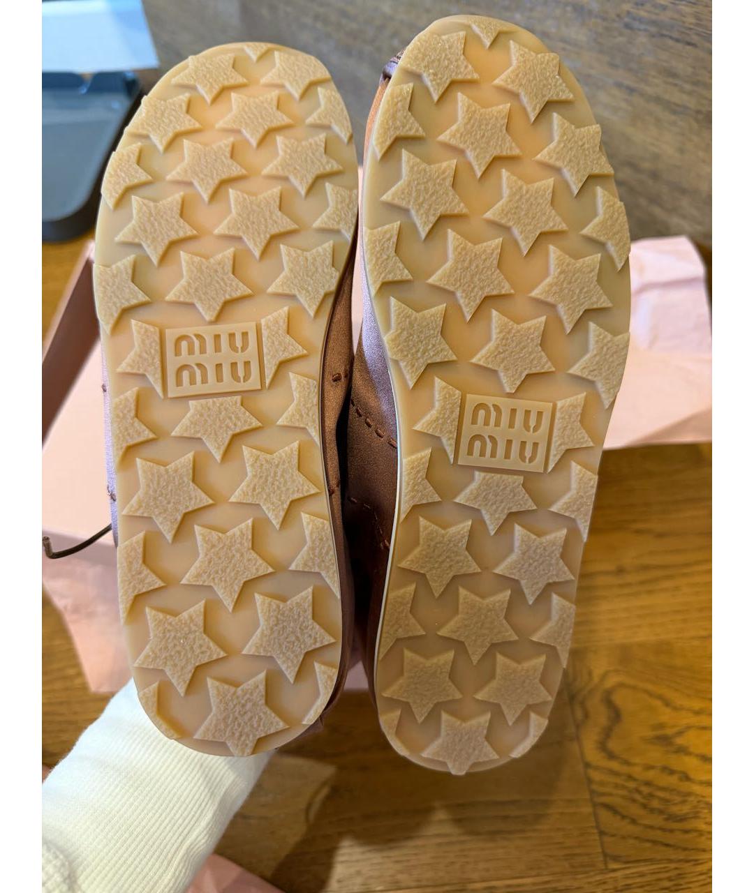 MIU MIU Коричневые текстильные кроссовки, фото 5