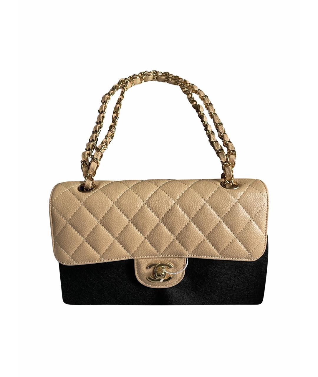 CHANEL Бежевая кожаная сумка через плечо, фото 1