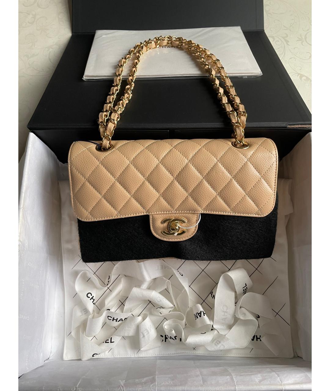 CHANEL Бежевая кожаная сумка через плечо, фото 2