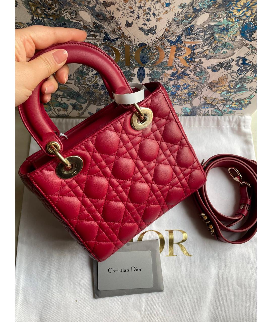 CHRISTIAN DIOR Красная кожаная сумка тоут, фото 3