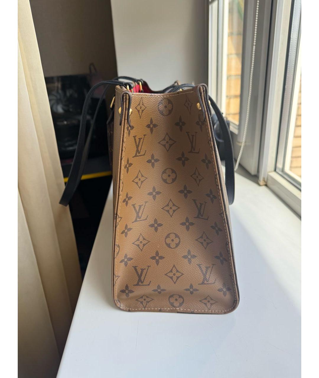 LOUIS VUITTON Коричневая кожаная сумка тоут, фото 2