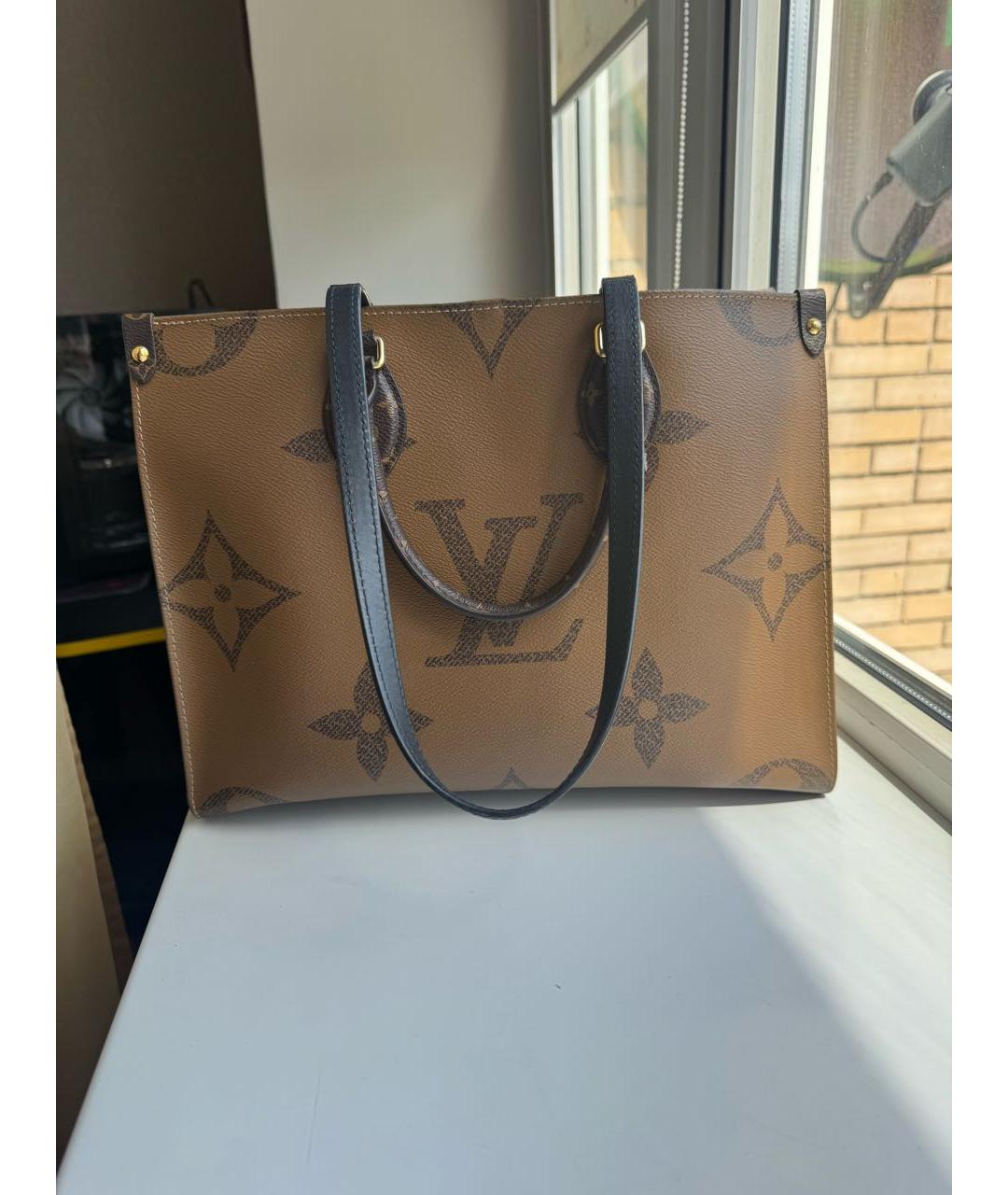 LOUIS VUITTON Коричневая кожаная сумка тоут, фото 9