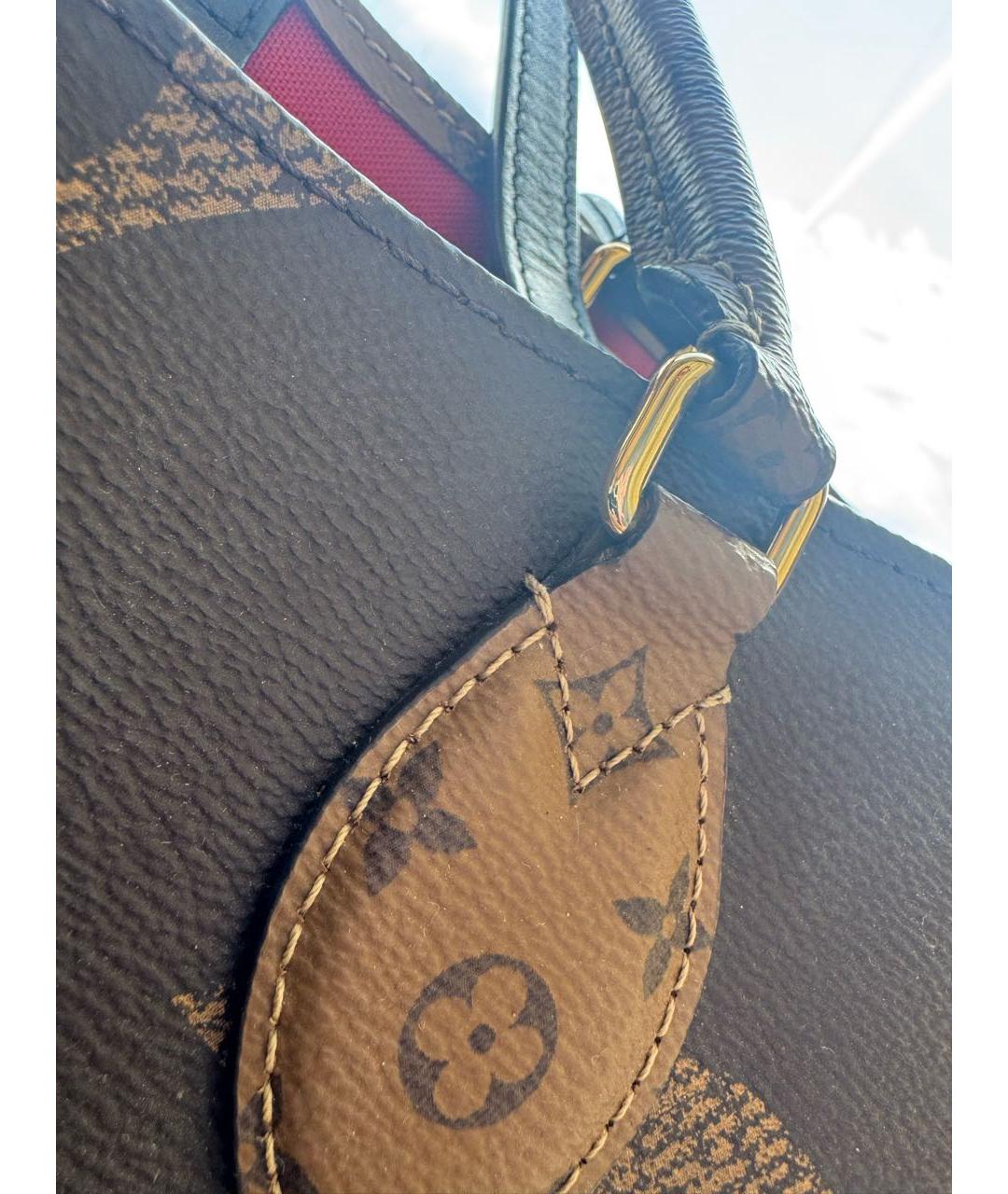 LOUIS VUITTON Коричневая кожаная сумка тоут, фото 6