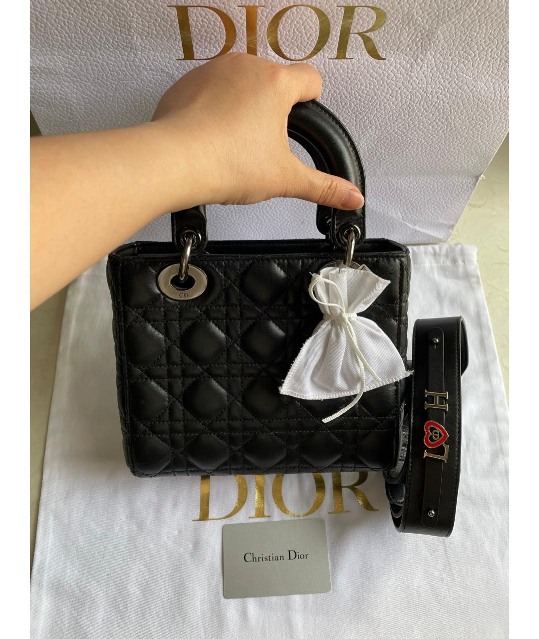 CHRISTIAN DIOR Черная кожаная сумка тоут, фото 7