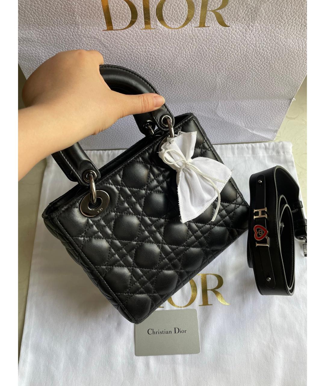 CHRISTIAN DIOR Черная кожаная сумка тоут, фото 2