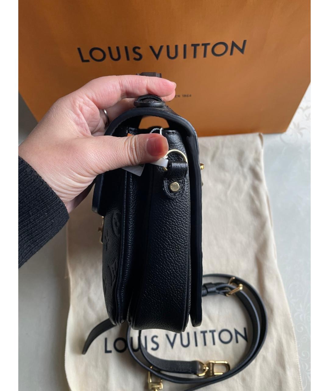 LOUIS VUITTON Черная кожаная сумка через плечо, фото 4