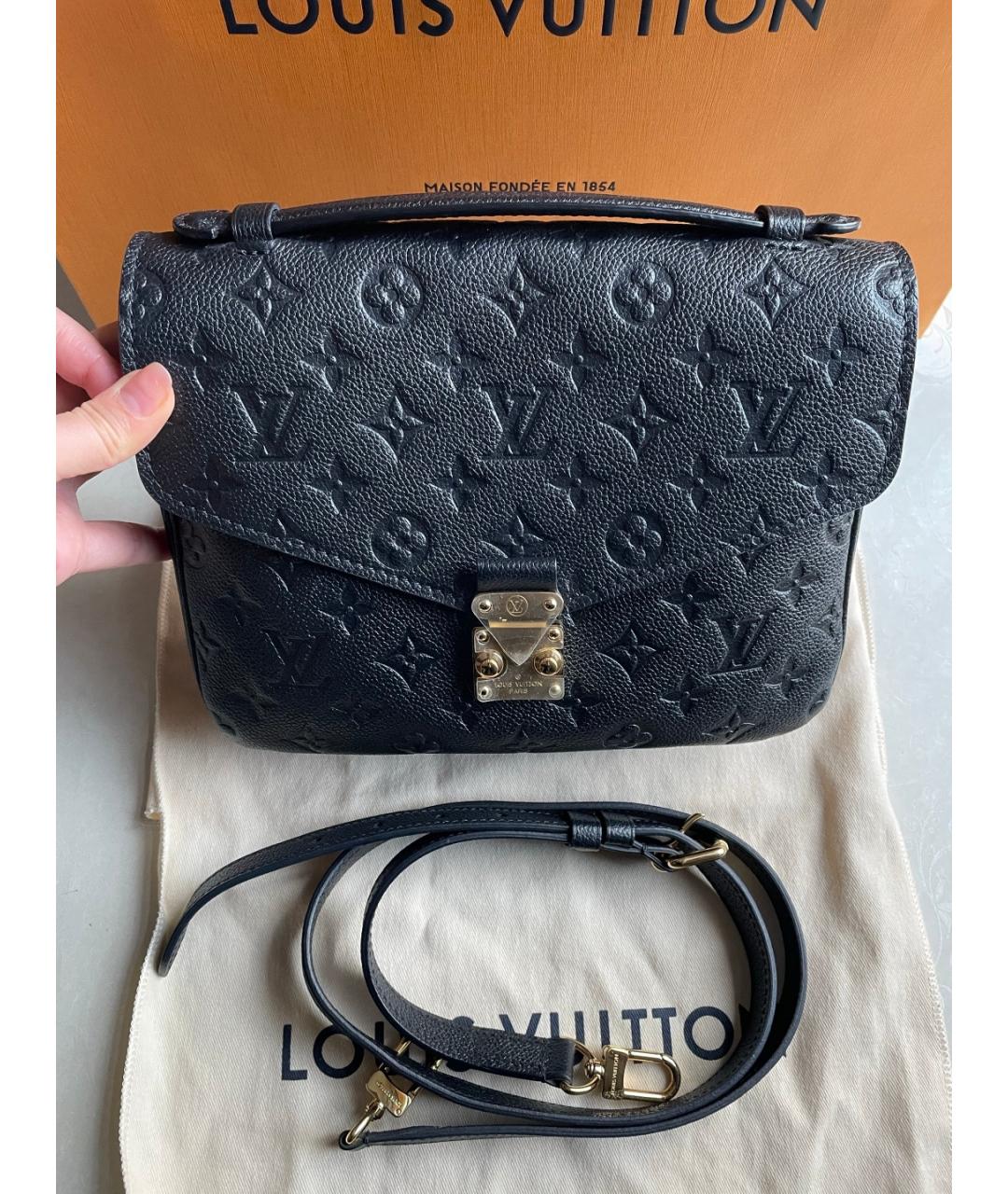 LOUIS VUITTON Черная кожаная сумка через плечо, фото 7