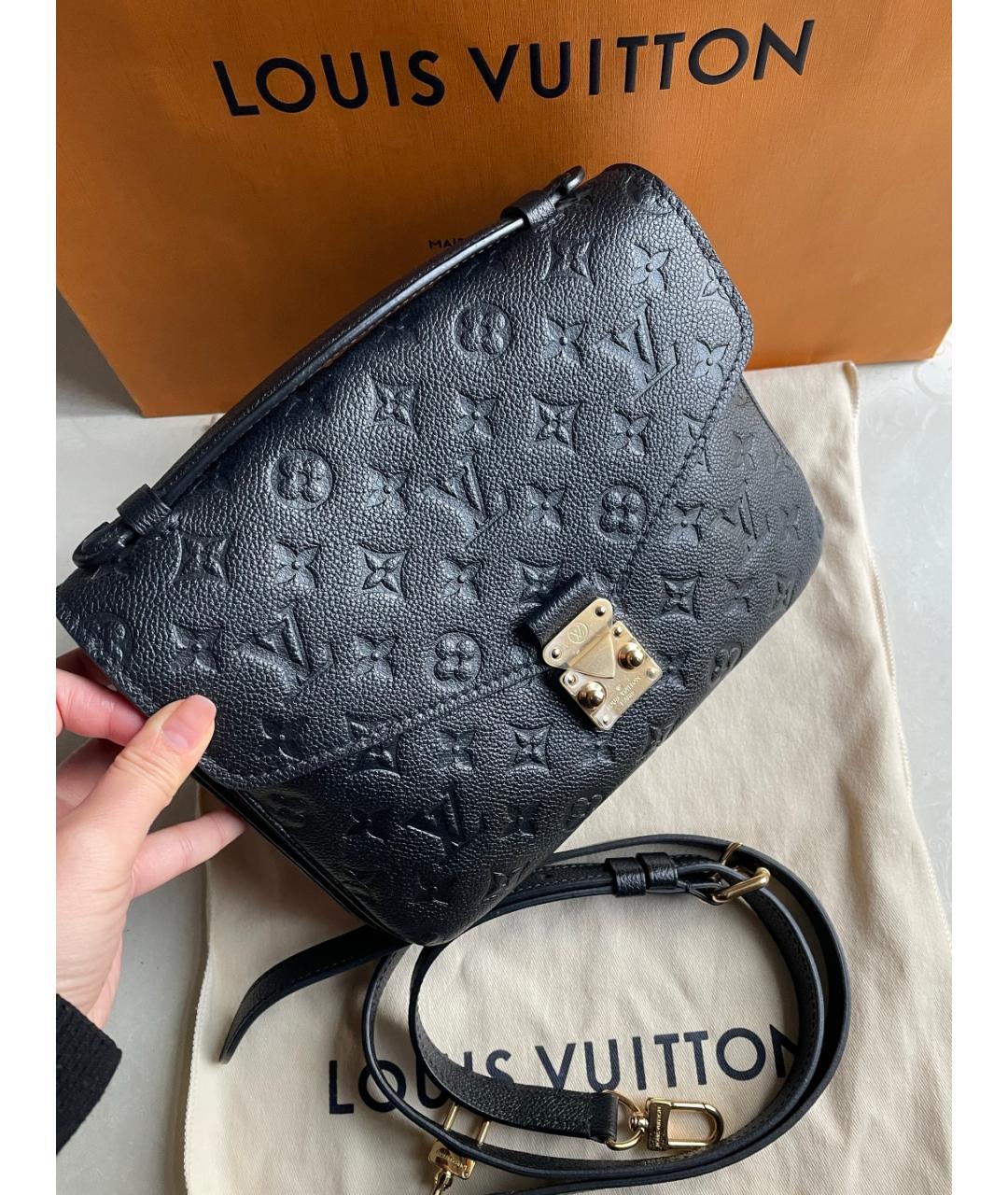 LOUIS VUITTON Черная кожаная сумка через плечо, фото 2