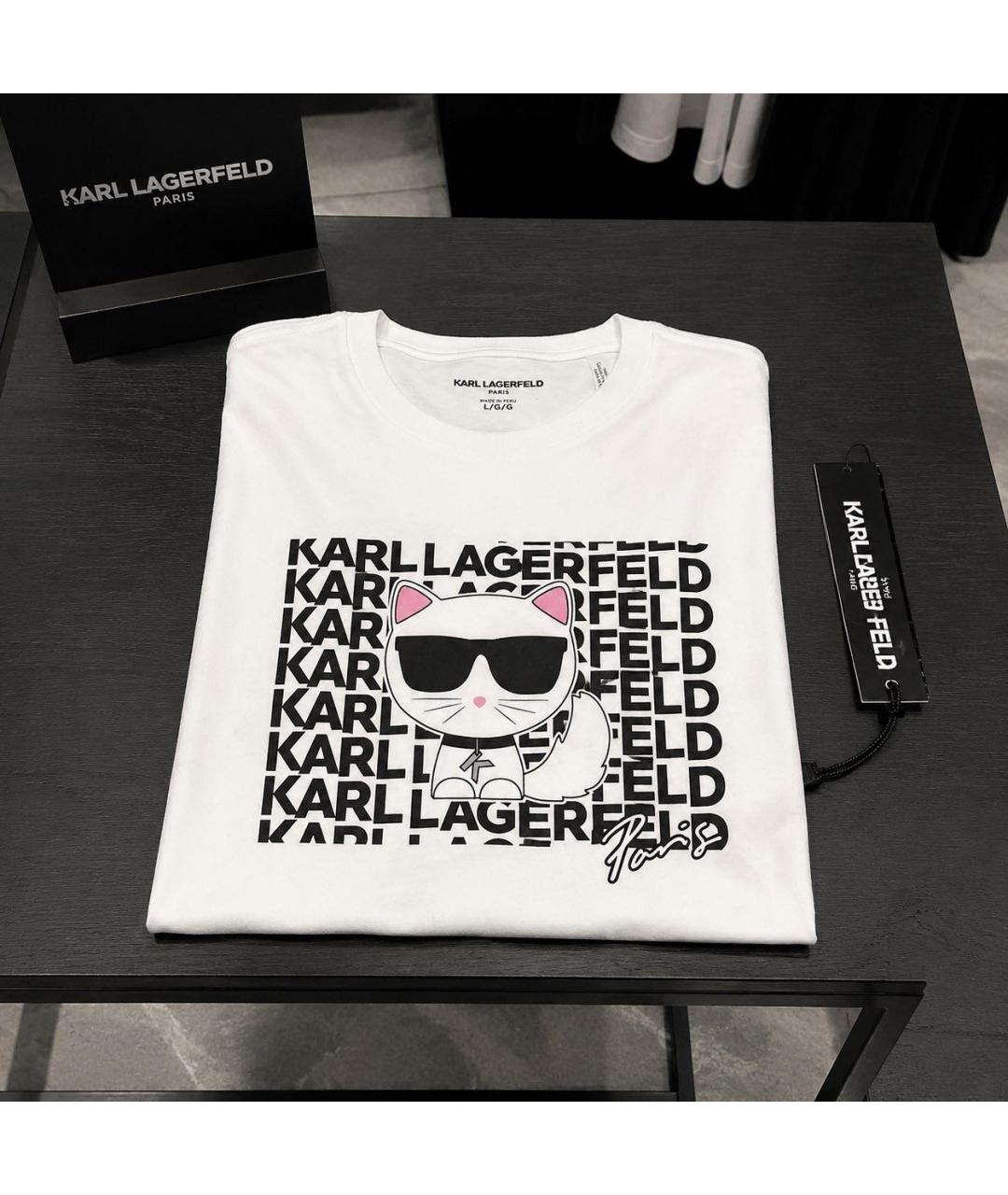 KARL LAGERFELD Белая хлопковая футболка, фото 5