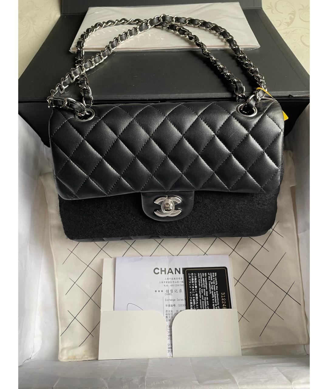 CHANEL Черная кожаная сумка через плечо, фото 7