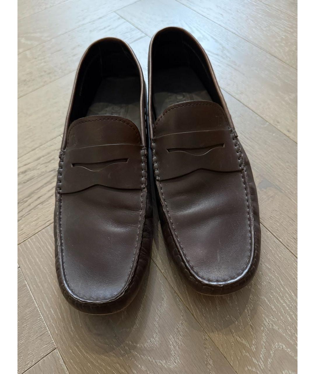 TOD'S Коричневые кожаные мокасины, фото 2