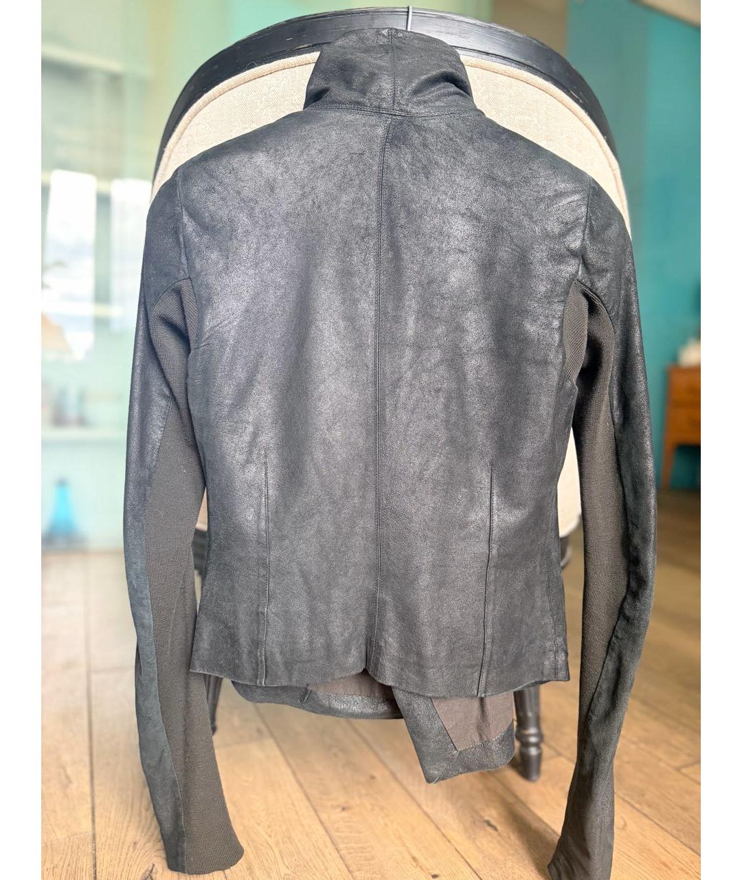 RICK OWENS Черная кожаная куртка, фото 2