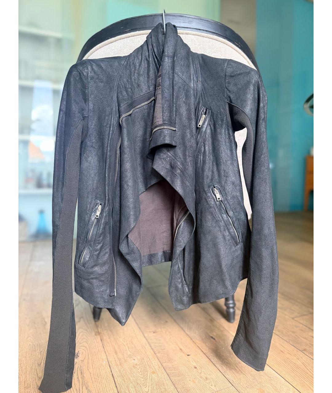 RICK OWENS Черная кожаная куртка, фото 8