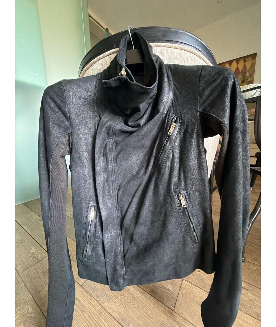 RICK OWENS Черная кожаная куртка, фото 4