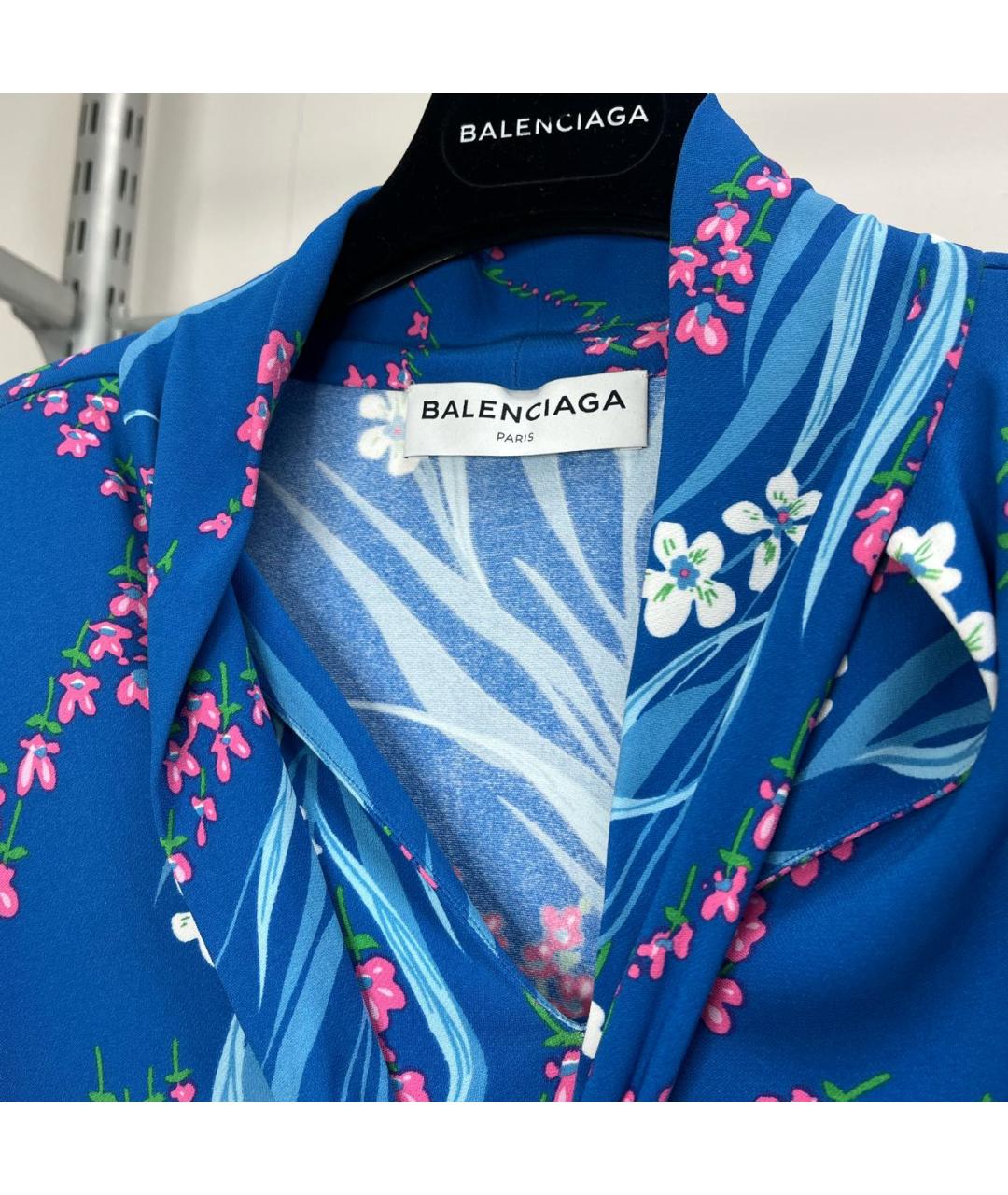 BALENCIAGA Синяя вискозная блузы, фото 2