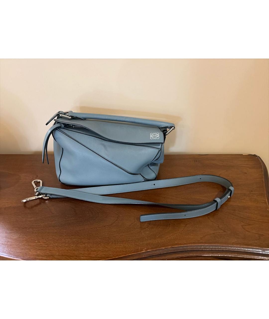 LOEWE Голубая кожаная сумка через плечо, фото 5