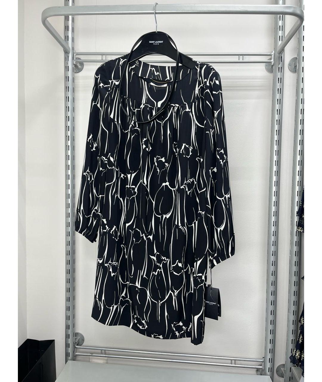 SAINT LAURENT Черное шелковое коктейльное платье, фото 6