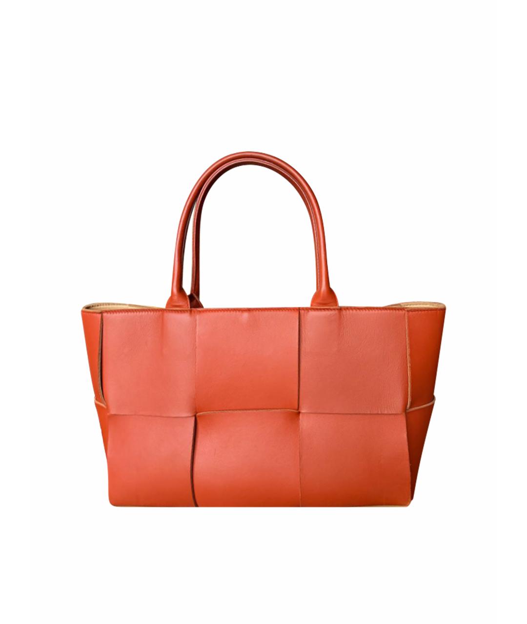 BOTTEGA VENETA Оранжевая кожаная сумка тоут, фото 1