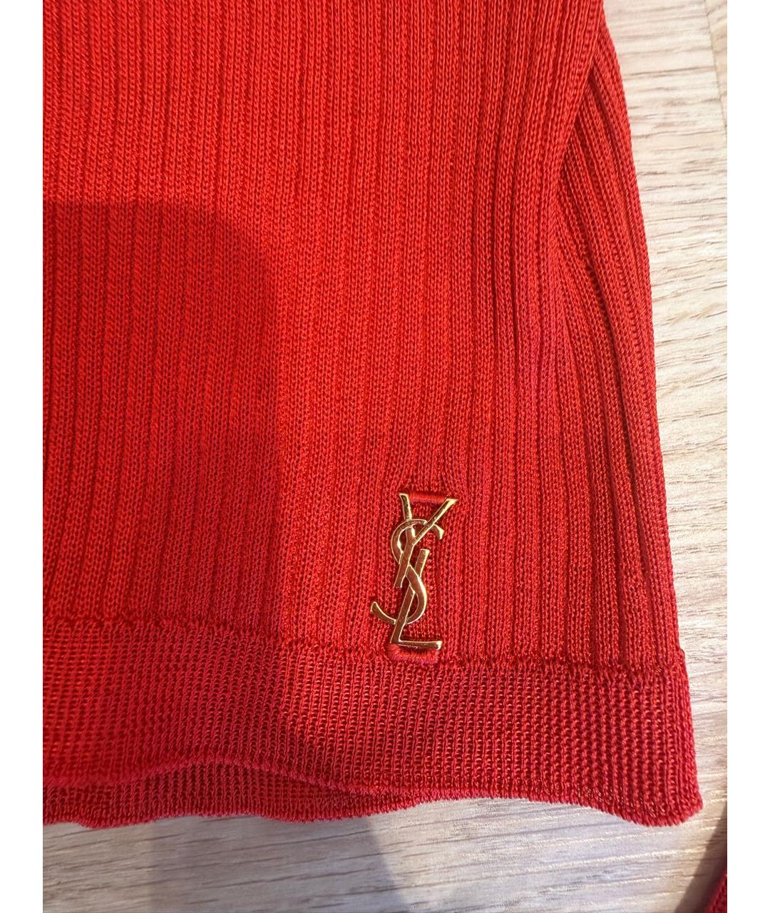SAINT LAURENT Красная шелковая водолазка, фото 3