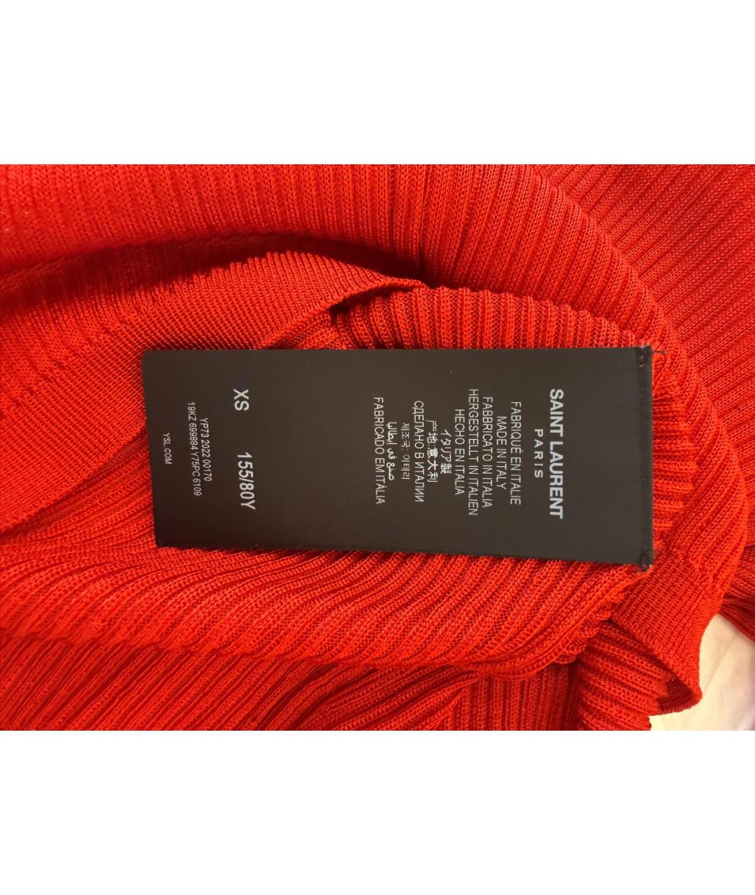 SAINT LAURENT Красная шелковая водолазка, фото 4