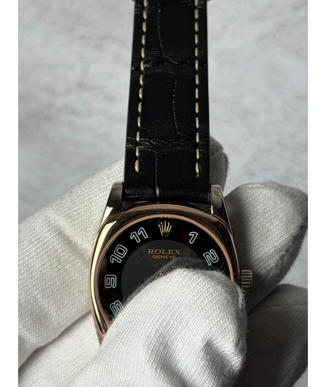 ROLEX Черные часы из розового золота, фото 5