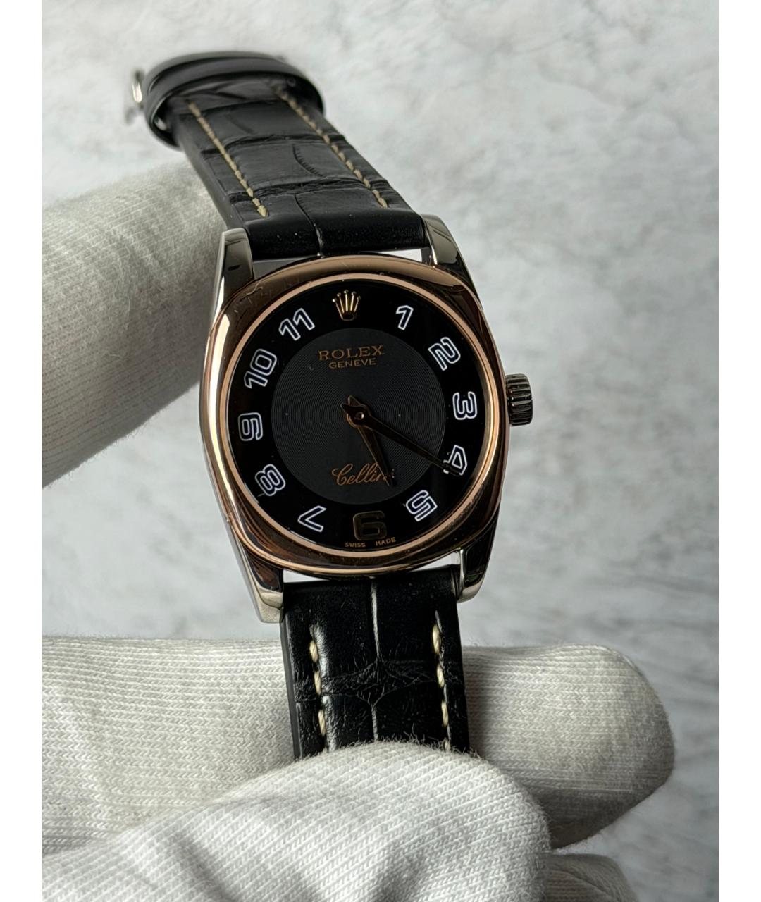 ROLEX Черные часы из розового золота, фото 2