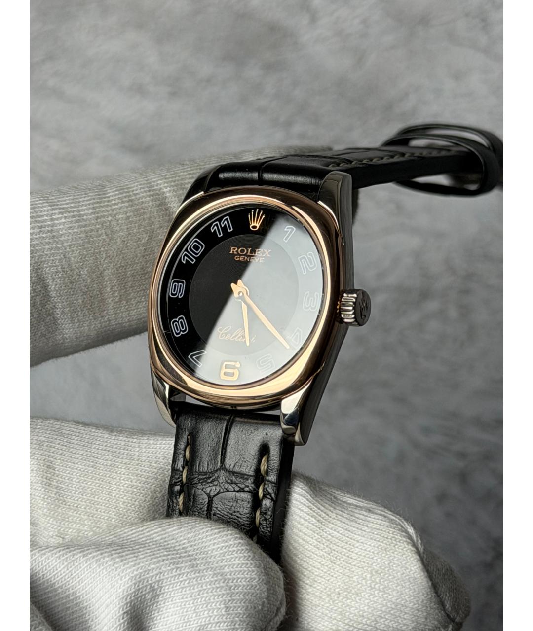 ROLEX Черные часы из розового золота, фото 3